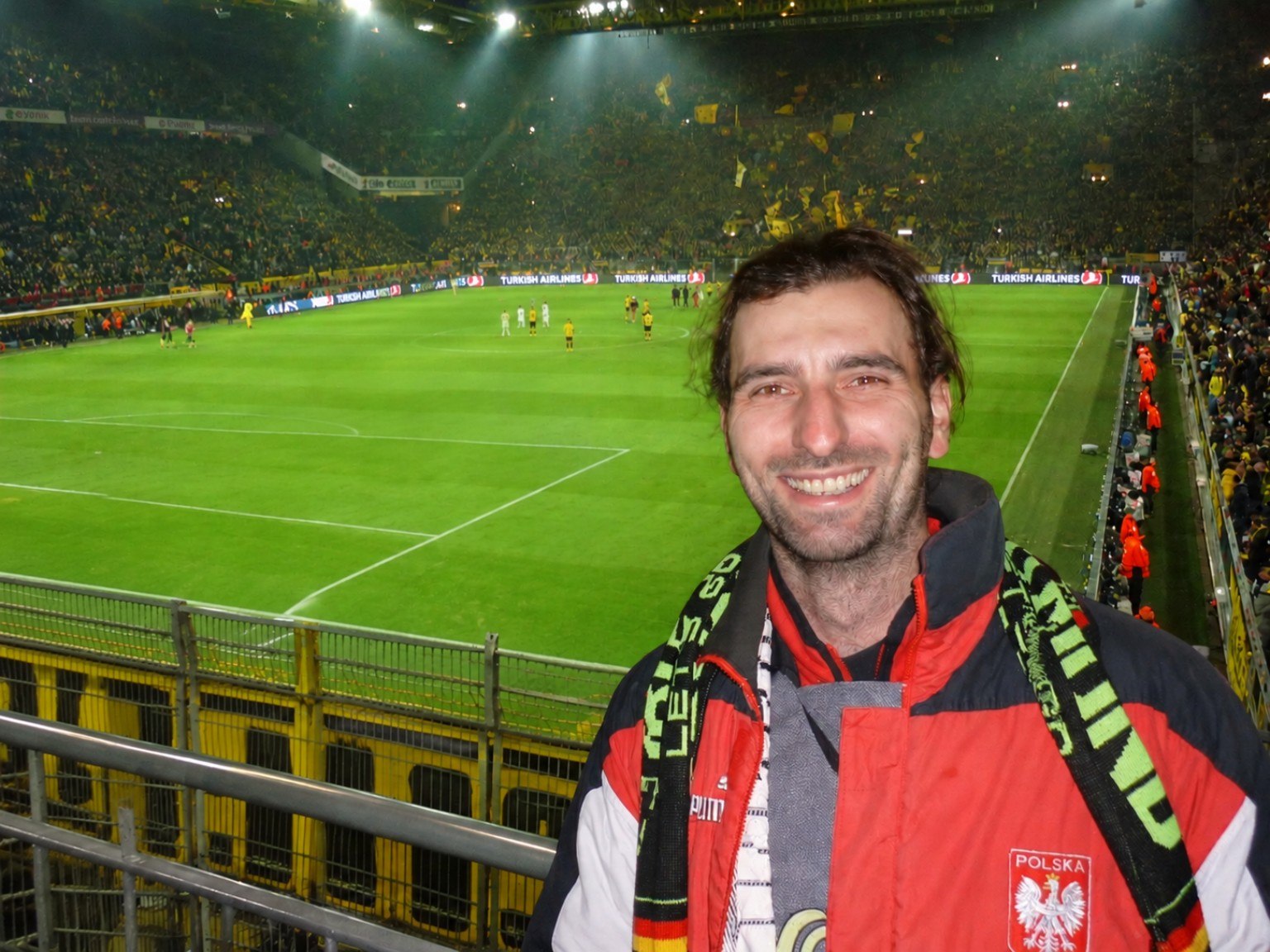 Błażej na trybunach Signal Iduna Park podczas meczu Borussii Dortmund